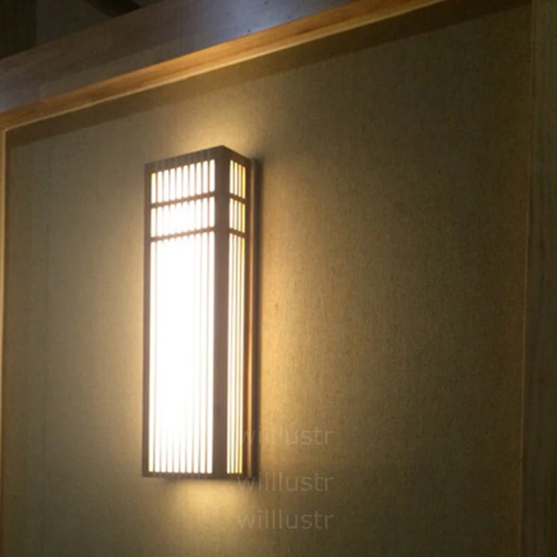 LED Natūralaus Bambuko Sienos Sconce medienos sienos lempos Japonija stiliaus apšvietimo kambarį restoranas, kavinė, kambarių viešbutis, salė Izakaya šviesos