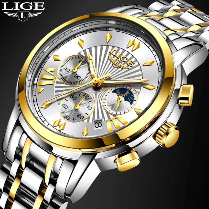 Relojes Hombre 2020 LIGE Nauji Laikrodžiai Vyrams Prabangos Prekės Chronograph Vyrų Sporto Laikrodžiai Vandeniui, Nerūdijančio Plieno, Kvarcas Vyrai Žiūrėti