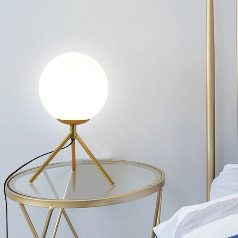 Šiuolaikinių LED Stalo Lempa Stalo Lempos Šviesos Atspalvį Stiklo Kamuolys Stalo Lempa Stalas Šviesos, Miegamojo Kambarį Grindų Naktiniai Aukso Dizainas