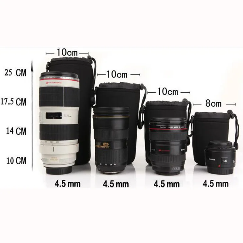 Foleto Objektyvas Maišelis Maišas Vandeniui atsparus Universalus Matin Neopreno Minkštas Vaizdo Kameros Atveju Visiškai Dydis S M L XL Canon Nikon Sony 