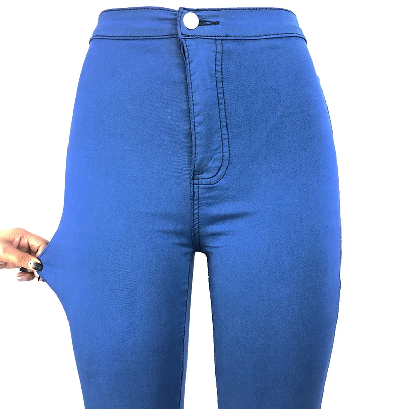 Aukštos waistWomen ' s džinsai 2020 ruožas retro mėlynos spalvos pėdkelnes, patogiai moterų ruožas kelnės slim pieštuku džinsai