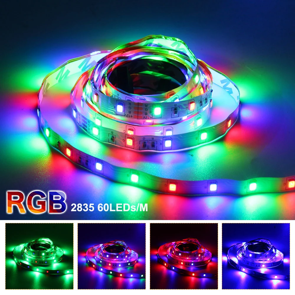 RGB LED Juosta 5M 15M 20M Led Šviesos Juosta SMD2835 60LEDs/m DC12V Vandeniui RGB LED Šviesos diodų Juostelės Lankstus 24keys Valdytojas