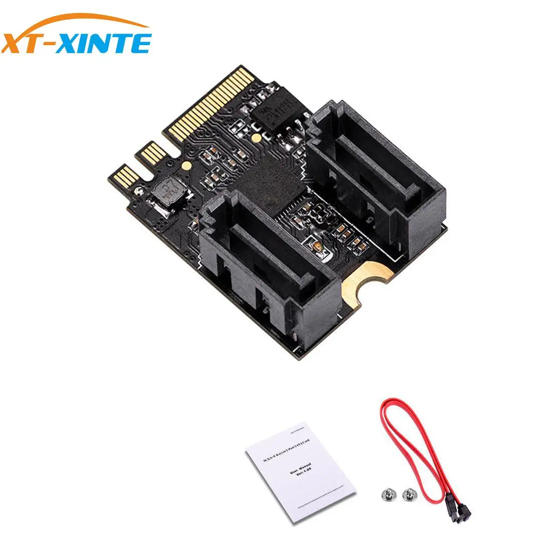 XT-XINTE M. 2 Sata 3 Adapteris Kortelę-Raktą ir E-Raktą, PCIe3.0 2 Uostai SATA 6gb/s, Nemokama Vairuotojo 21*30mm Dydžio Juoda