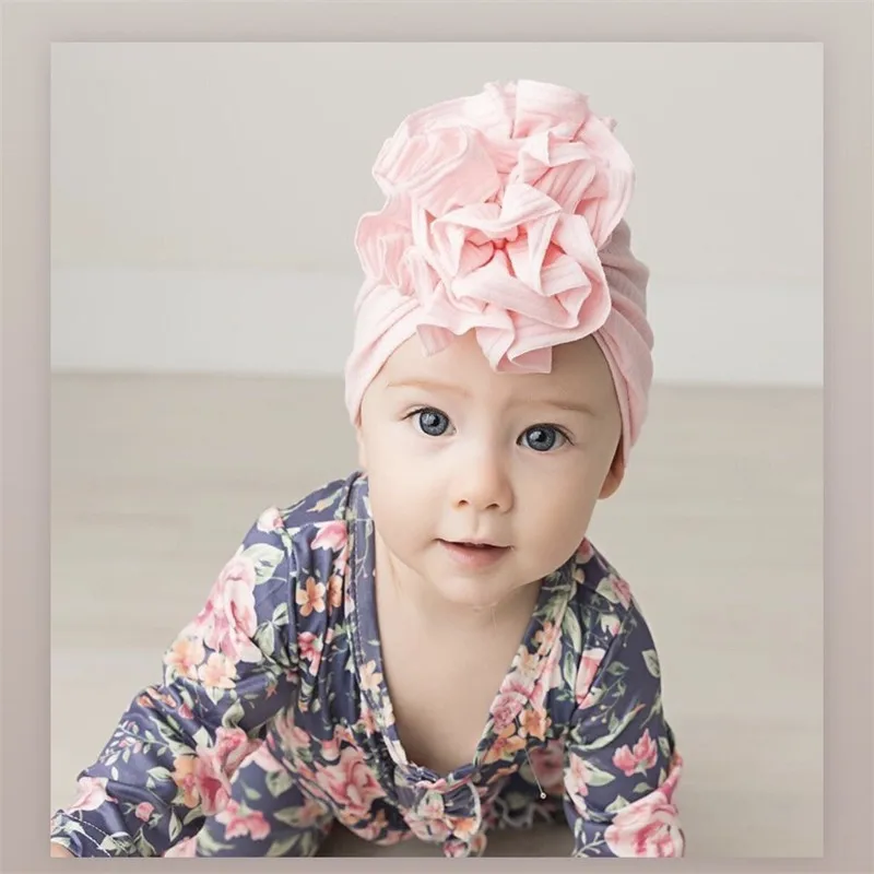 2020 kūdikių Medvilnės Paskendęs Juostele Gėlės turas Skrybėlę Vasarą, Rudens Gėlės Indija Beanie Kepurė Princesė Kepurės Vaikams Šukuosena