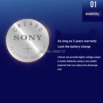 2vnt Originalus Sony CR2430 DL2430 CR 2430 3V Ličio Baterija Smart Žiūrėti Ausinių Žaislas masto Pedometer Mygtuką Moneta Ląstelių
