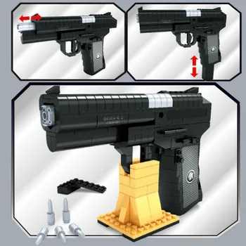 327Pcs Blokai Pistoletas QSZ92 Pusiau automatinis pistoletas Pistoletas Modelis 1:1 