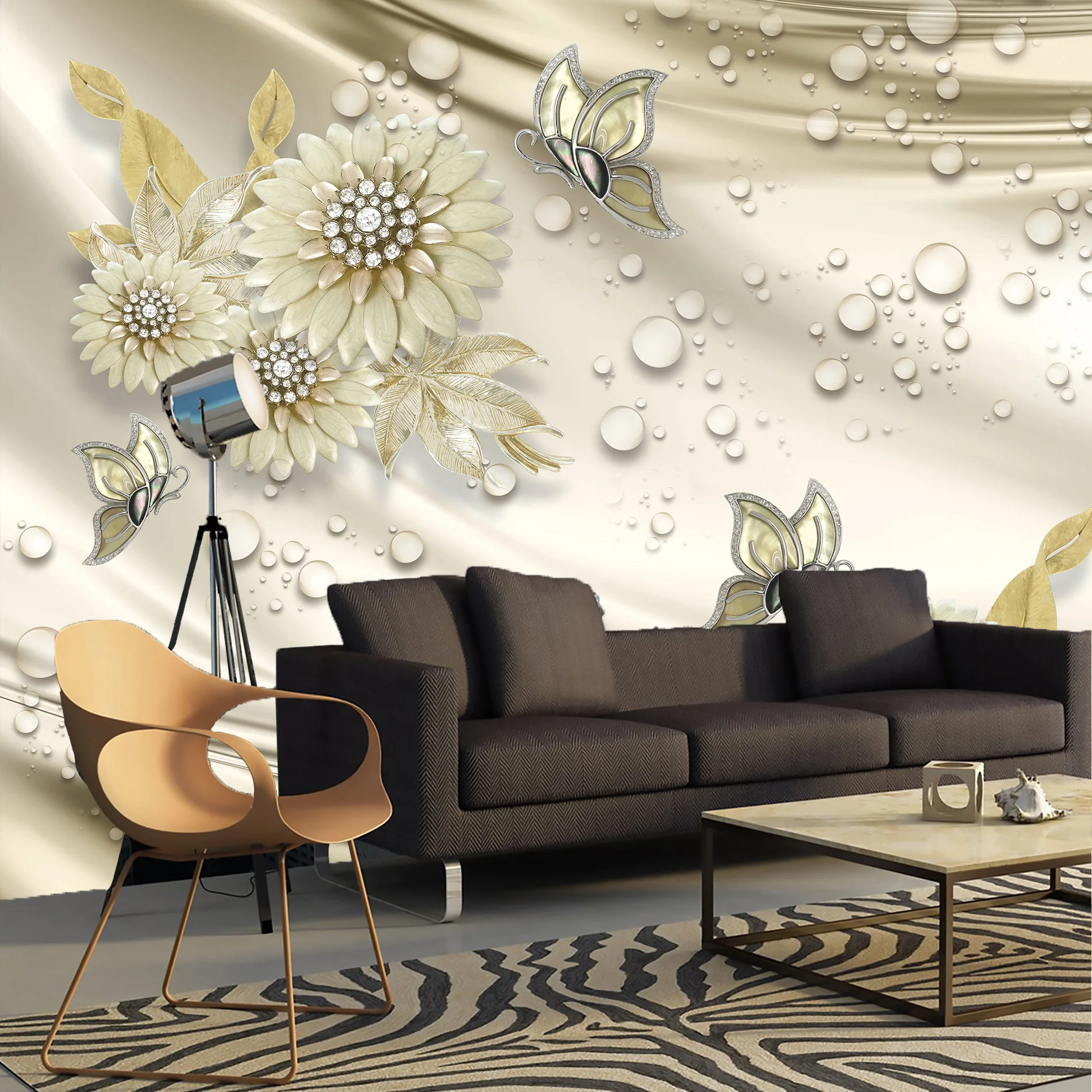 3D sienos freskos abstrakčiai šilko, tapetai salė, virtuvė, miegamasis, freskomis plečiasi erdvė