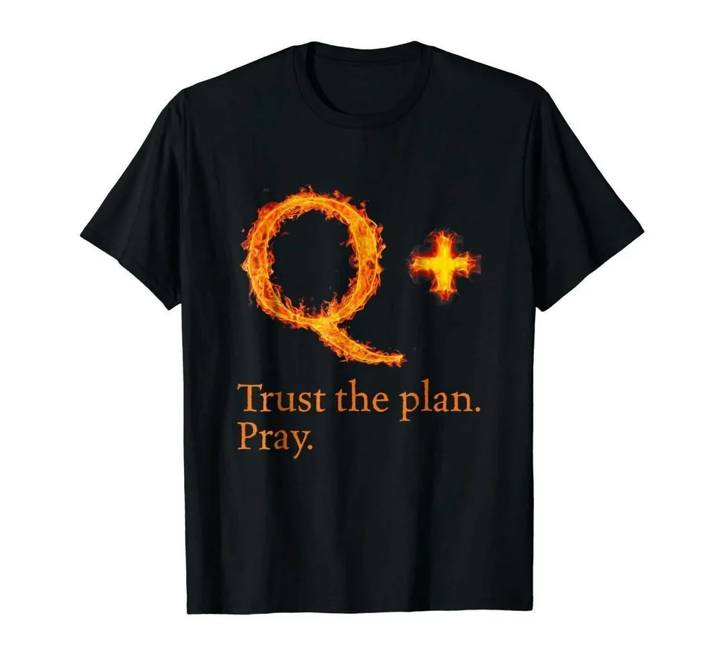 QAnon Q+++ Pasitikėti Planą Melstis Nelaimę Juoda T-Shirt, vyriški Drabužiai, Marškinėliai,, Jaunimo Vidutinio amžiaus Senas