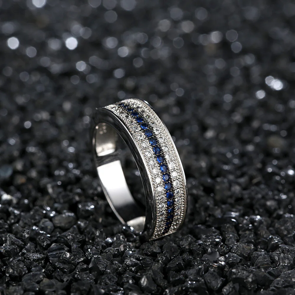2021 naujas mėlyna, sidabro spalvos, apvalus 925 sterlingas sidabro amžinybės juostos žiedas mergina Kalėdų dovana, dovana, papuošalai, didmeninė R5719