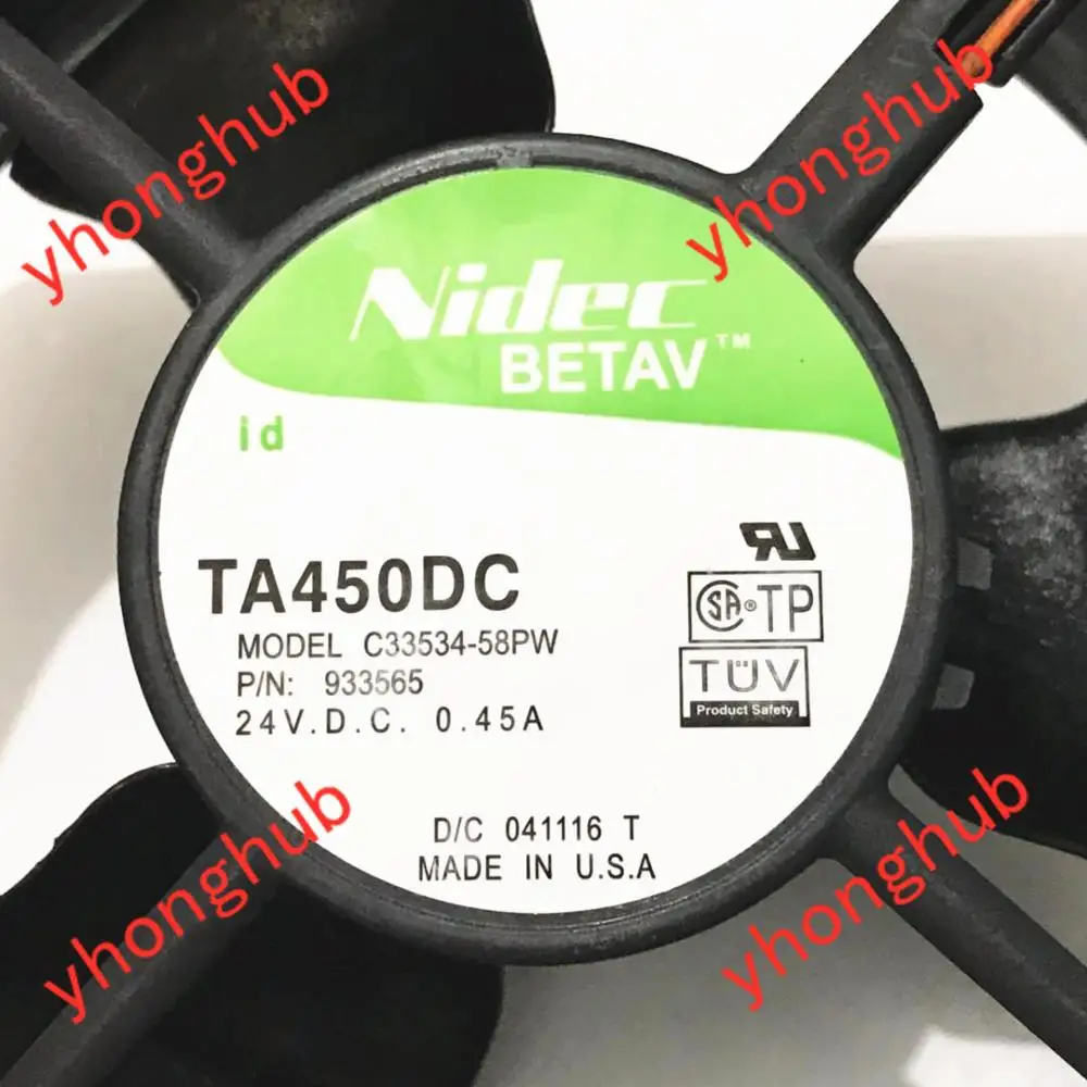 NIDEC TA450DC C33534-58PW P/N:933565 DC 24V 0.45 3-Wire 120x120x38mm Serverio Aušinimo Ventiliatorius