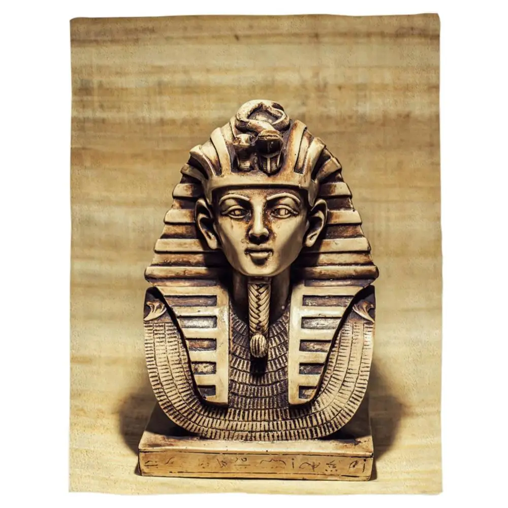 Egipto Mesti Antklodę Akmens Faraonas Tutankhamen Kaukė Skulptūra su Papirusas Fono Dizainas Šiltas Mikropluošto Antklodė
