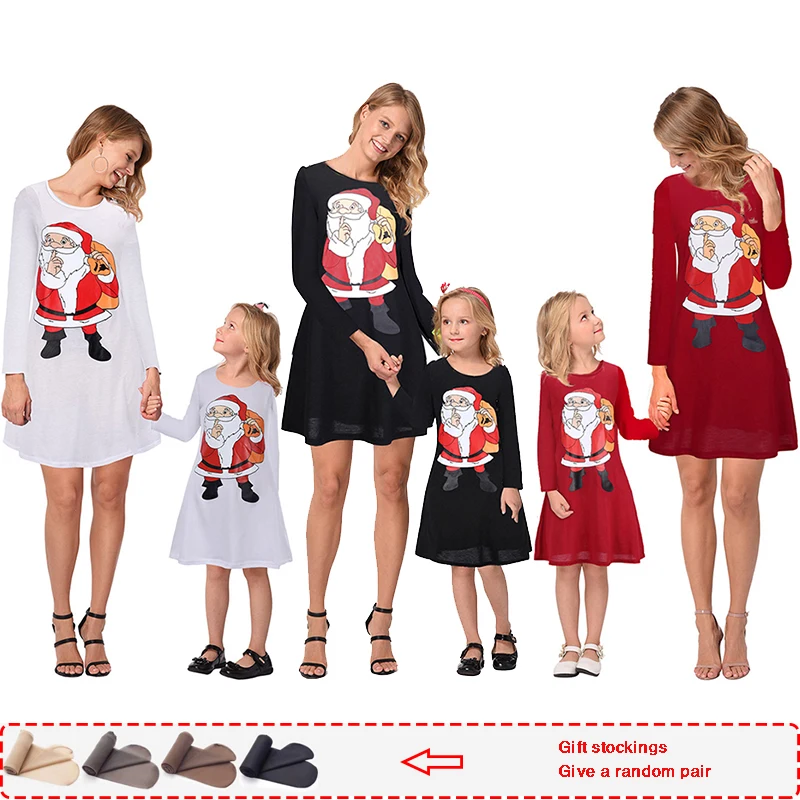 2019 Naujų Rudens Spausdinti kalėdų pižama šeimos Suknelės Visiškai mama ir dukra suknelė Animacinių filmų vaikams, suknelės mergaitėms kalėdų pjs