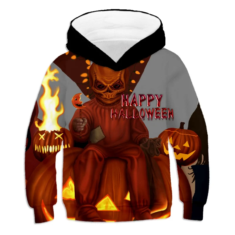 Vaikų animacinių filmų 3D siaubo spausdinimo atsitiktinis Harajuku prekės puloveris vaikų rudens ir žiemos Helovinas pluošto medvilnės megztinis