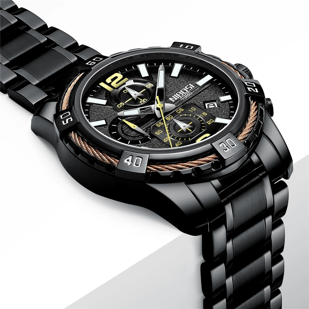 NIBOSI 2020 Vyrai Laikrodžiai Prabangos prekių Ženklai Didelis Ciferblatas Vandeniui Chronograph Vyrų Laikrodis Full Steel Sporto Laikrodis Relogio Masculino
