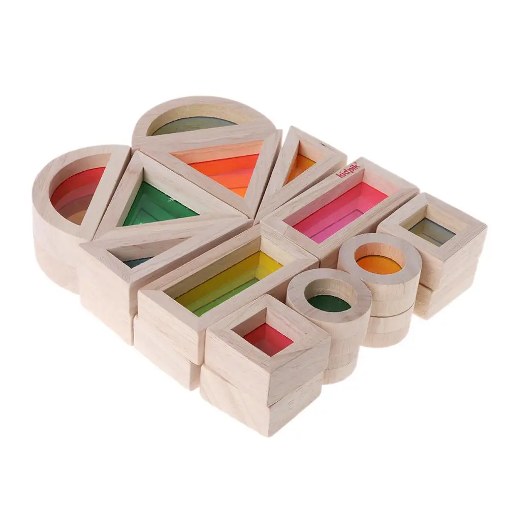Vaivorykštė Akrilo Mediniai Blokai Kūdikių Švietimo Žaislas Montessori Vaikų žaislas