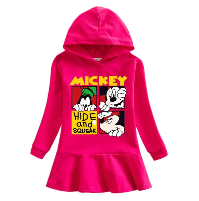 Disney Mergina Drabužius Minnie Mouse Ilgomis Rankovėmis Hoodies Suknelės Clothings Medvilnės Atsitiktinis Mergina Megztiniai Vaikams, Suknelės