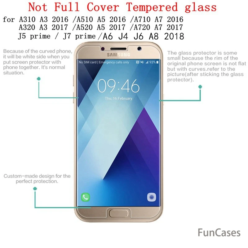 9HTempered Stiklo Samsung Galaxy A3 A5 A7 2017 J1 j3 skyrius J5 J7 2016 Screen Protector For Samsung A6 A8 J4 J6 2018 Apsauginės plėvelės
