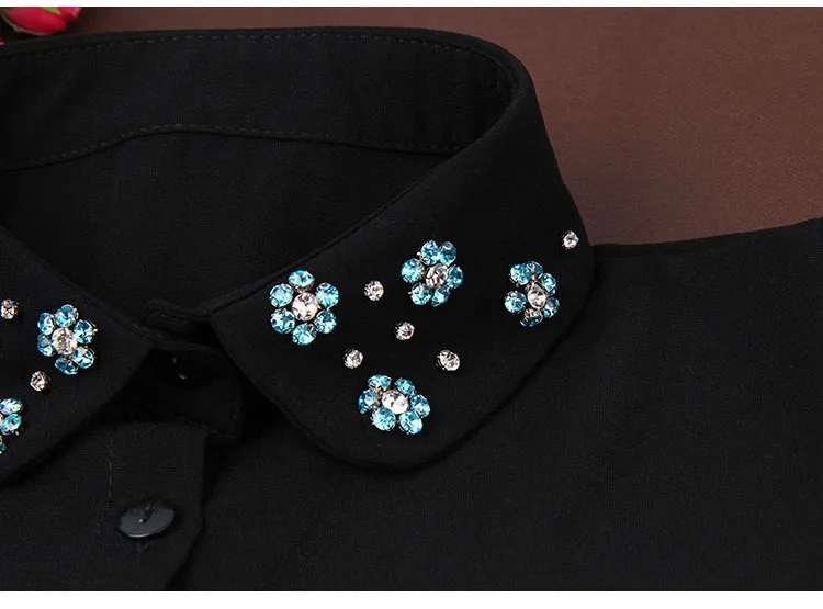 2017 naujas važinėja baltos spalvos rutuliukų gėlių turas necktie Nėrinių pusė saiving peter pan marškinėliai granulių pusė taupymo apykaklės granulių marškinėliai necktie