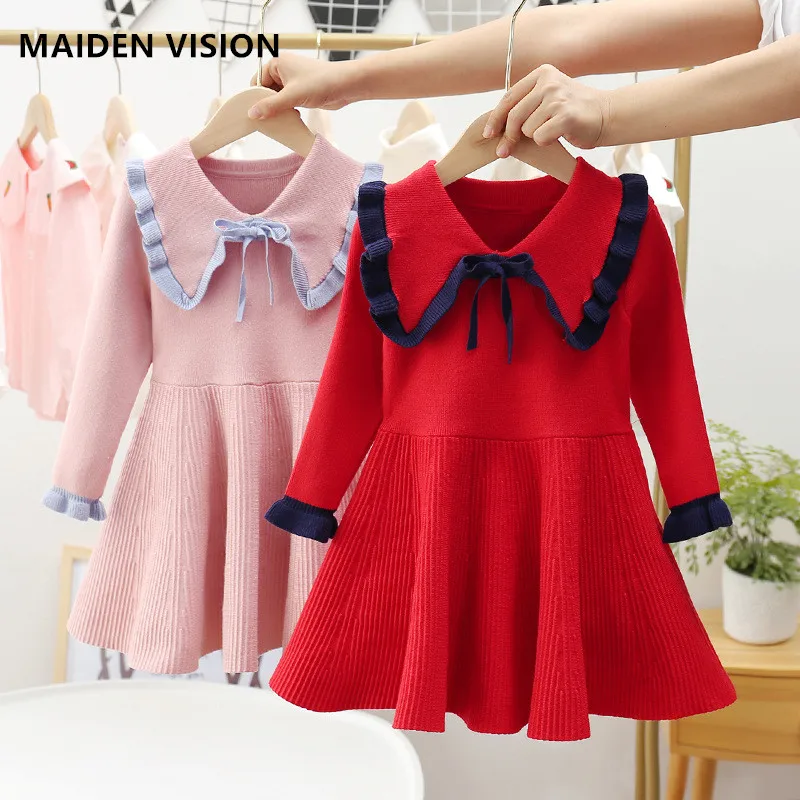 2021 Naujas Pynimas Long Sleeve Sweater Dress Merginos Princesė Megzti suknelę Baby Girl Drabužiai Tutu Šalis Suknelės Mergaitę Drabužiai