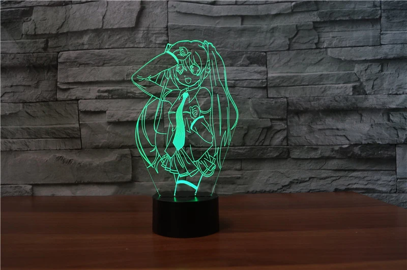 Puikus Anime Mergina 3D Naktį Šviesos diodų (LED) Rašomojo Stalo 3D Lempa, Nuotoliniu 7 Spalva Keičiasi USB Paryt Atmosfera lempos Atostogų Dovanų