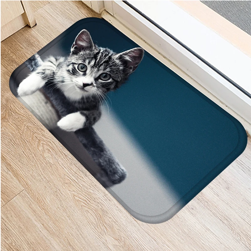 Cute Cat Modelis Grindų Kilimėlis Anti-Slip Kilimų Słomianka Patalpų, Virtuvė, Vonios Kambarys, Gyvenamasis Kambarys Durų Kilimėlis Kilimas