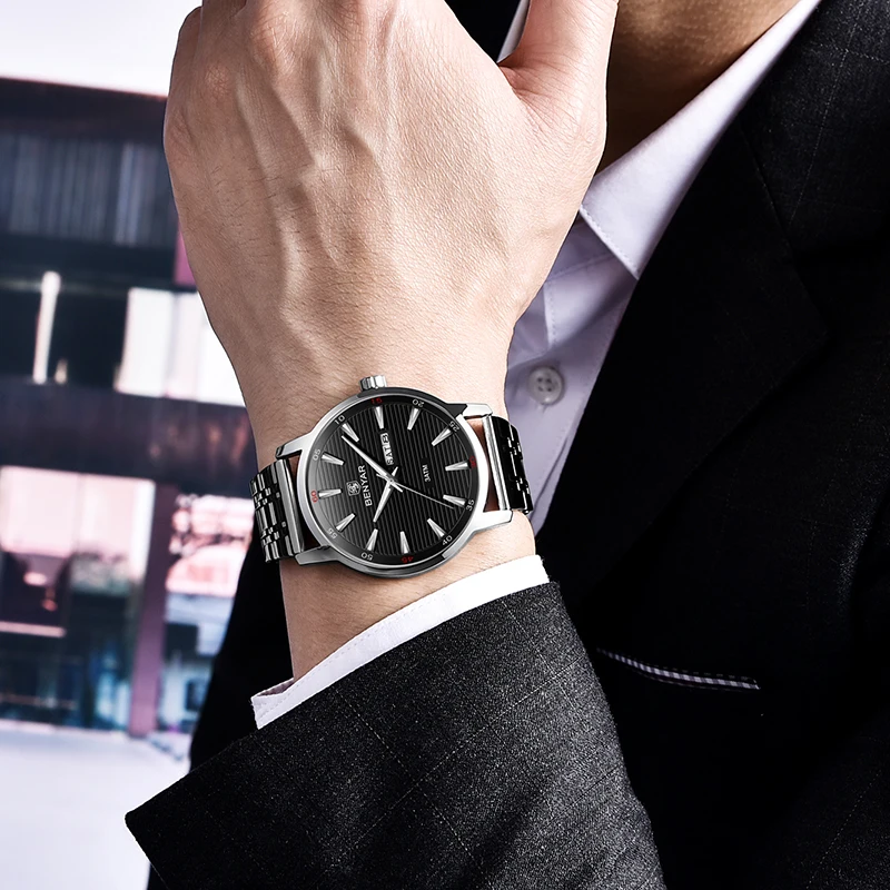 BENYAR kvarco vyriški laikrodžiai verslo mada rankiniai laikrodžiai vyrams top brand prabangos žiūrėti patinas plieno laikrodis žiūrėti Relogio Masculino