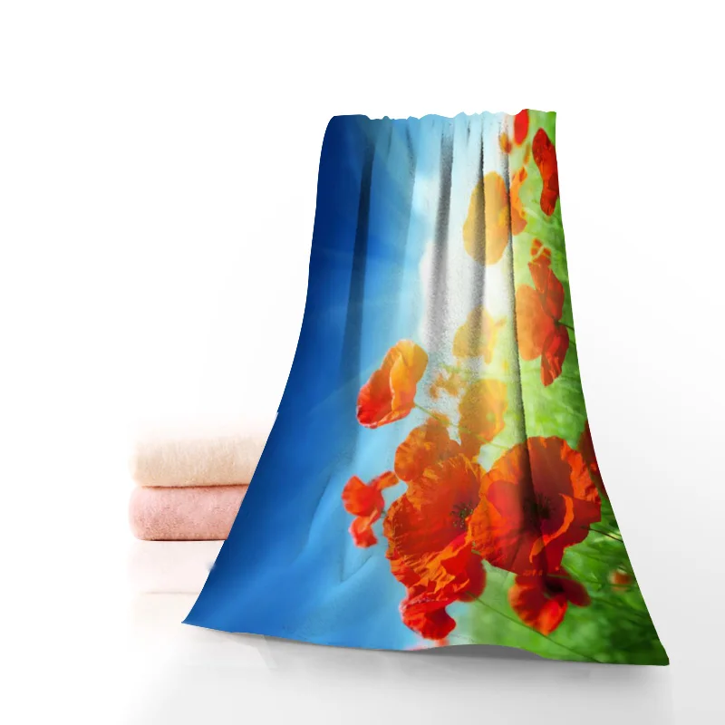 Naujas Aguonos Gėlių Vonios Rankšluostį Washcloth Namų Tekstilės Kelionės Ranka Veidą Rankšluosčiu Mikropluošto Audinio Vonios Rankšluosčiai Suaugusiems