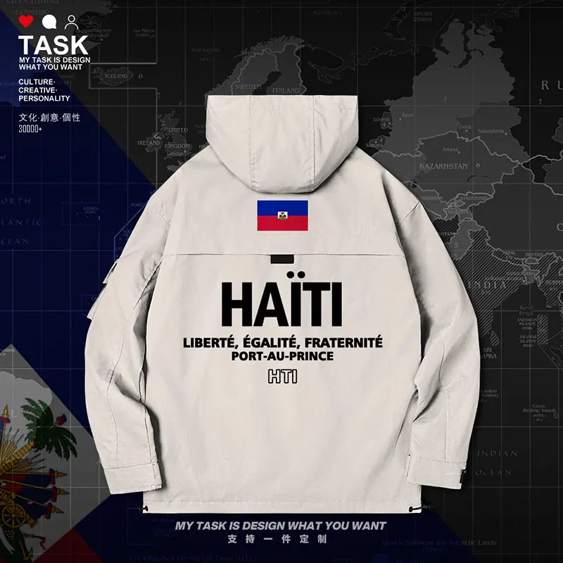 Haityje Haičio Hayti Ayiti vyrų striukė su gobtuvu tautos vėliava tranšėjos paltai vyrams spausdinti drabužių mens streetwear kailio drabužių rudens