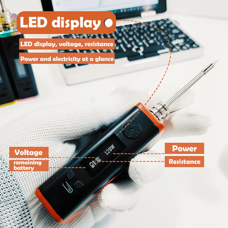 Nešiojamas USB įkrovimo didelio galingumo lituoklio LED skaitmeninis ekranas įtampos reguliavimo litavimo pen 2000mah ličio baterija