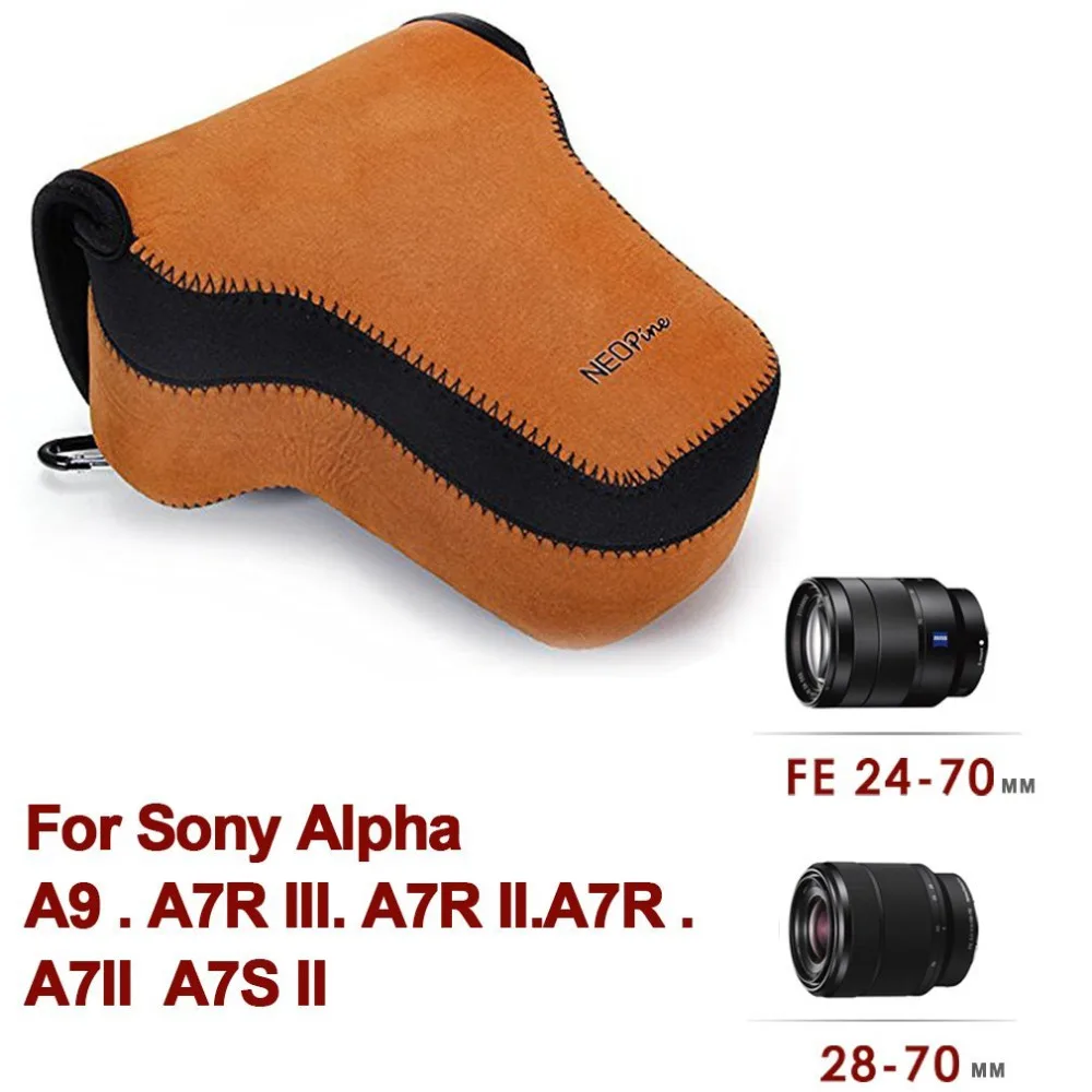 Neopreno Camera Case Cover Krepšys Sony Alpha A9 A7R A7 Mark III II A7M2 A7M3 A7RM2 A7RM3 Kamera su 24-70mm arba 28-70mm Objektyvo