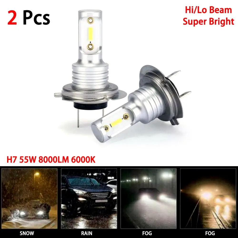 2x H7 LED Žibintų Lemputės Konversijos Rinkinys Hi/Lo Pluošto 55W 8000 LM Aišku, Balta 6000K Super Ryškus Signalas, Automobilių Žibintai, Automobilių Reikmenys