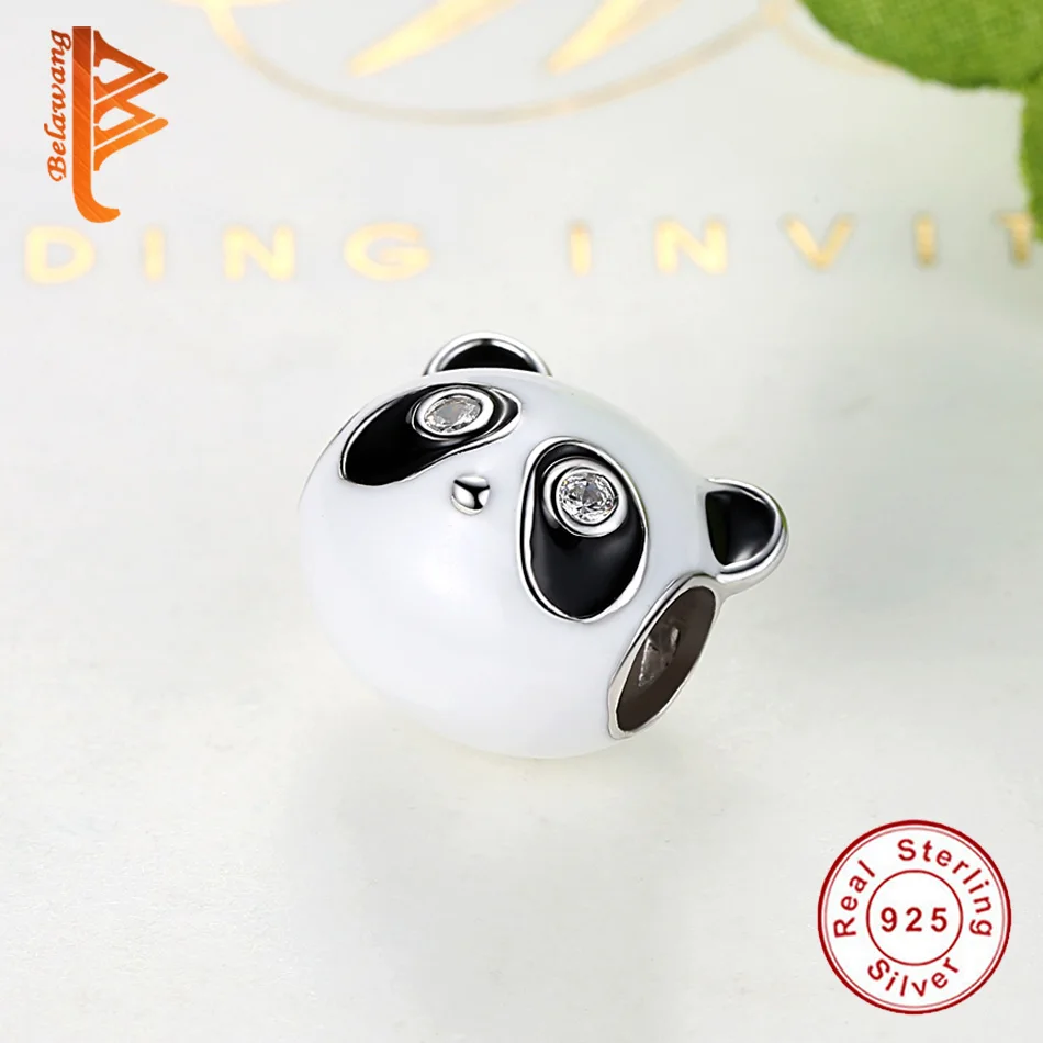 Didmeninė Mielas Gyvūnų Žavesio 925 Sterlingas Sidabro Panda Emalio Kristalų Pritaikymas Originalus Pandora Apyrankė Specialios Papuošalai, Aksesuarai