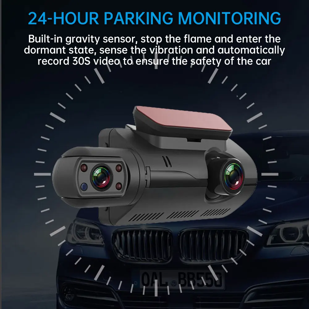 FHD Automobilių DVR Kamera Nauja Dash Cam Dual Įrašyti Paslėptų Vaizdo įrašymo Brūkšnys Cam 1080P Naktinio Matymo automobilių Stovėjimo aikštelė Stebėsenos G-sensorius