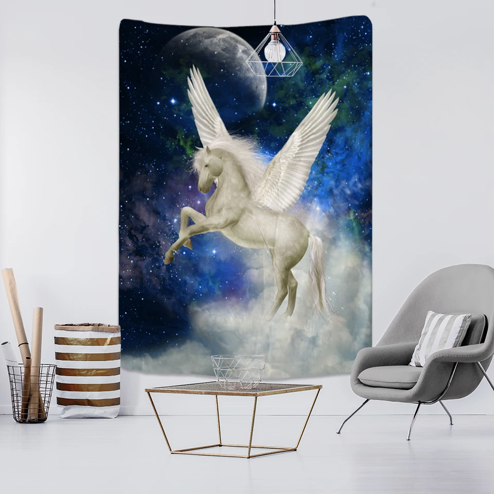 Pegasus Arklių Gobelenas Sienos Kabo Žvaigždžių Visatos Psichodelinio Sienos Gobelenas Bohemijos Mandala Hipių Miegamasis Gobelenas