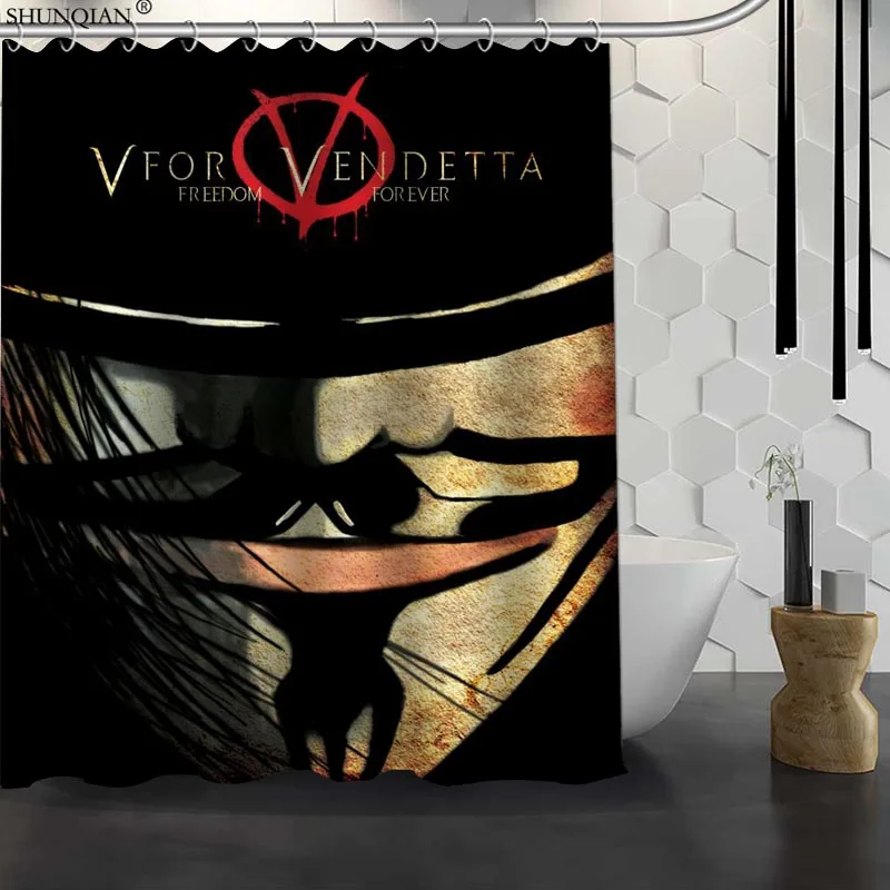 Naujas V for Vendetta Užsakymą Dušo Užuolaidos Vandeniui Audinio Vonios Užuolaidų Poliesterio Audinio Vonios Užuolaidų 18-4.11
