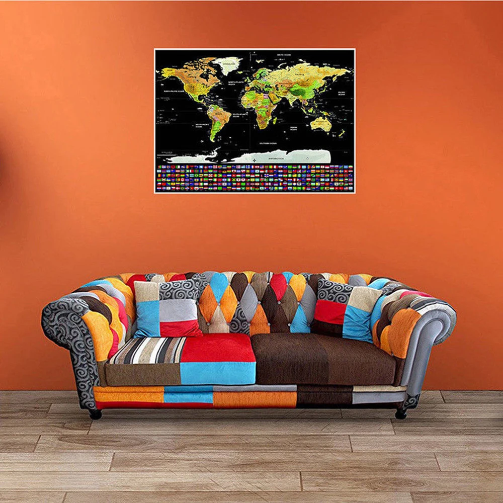 Asmeninį Nulio Išjungti Leidinys Pasaulio Žemėlapį Atlas Kelionių Plakatas Šalių Vėliavomis Didelis Dydis 82.5 cm*59.4 cm Sienų Apdaila