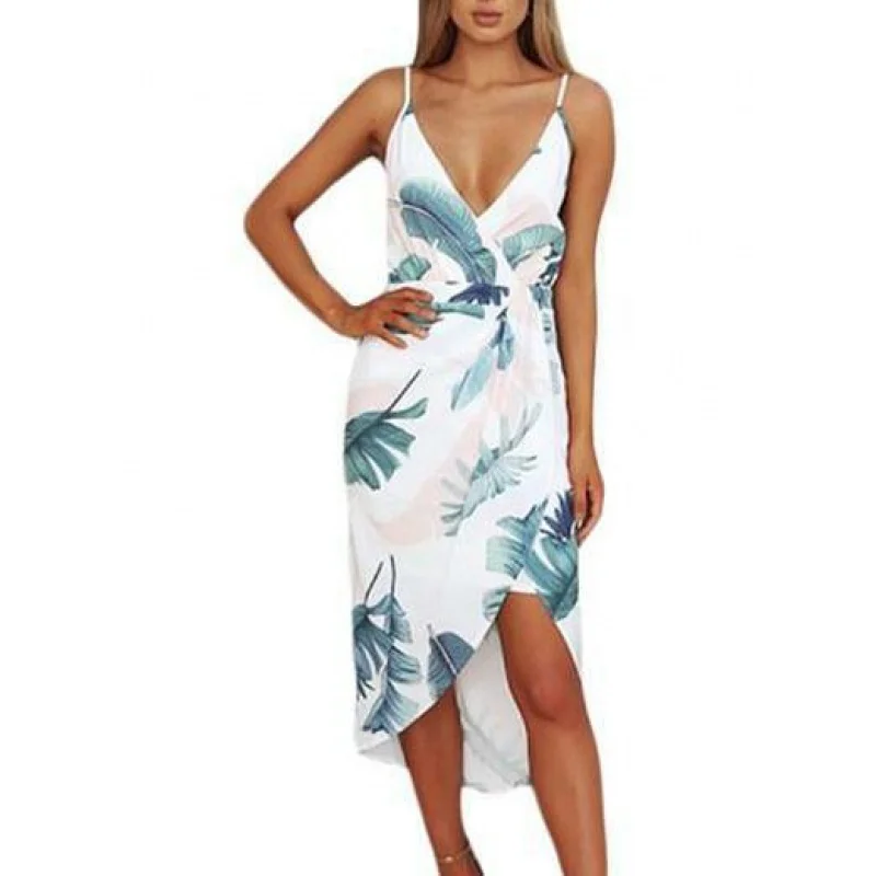 Moterims Gėlių Spausdinti Midi Suknelė Vakare Šalis V Kaklo Paplūdimio Suknelės Vasaros Sundress KARŠTO 2020 m nauja Suknelė