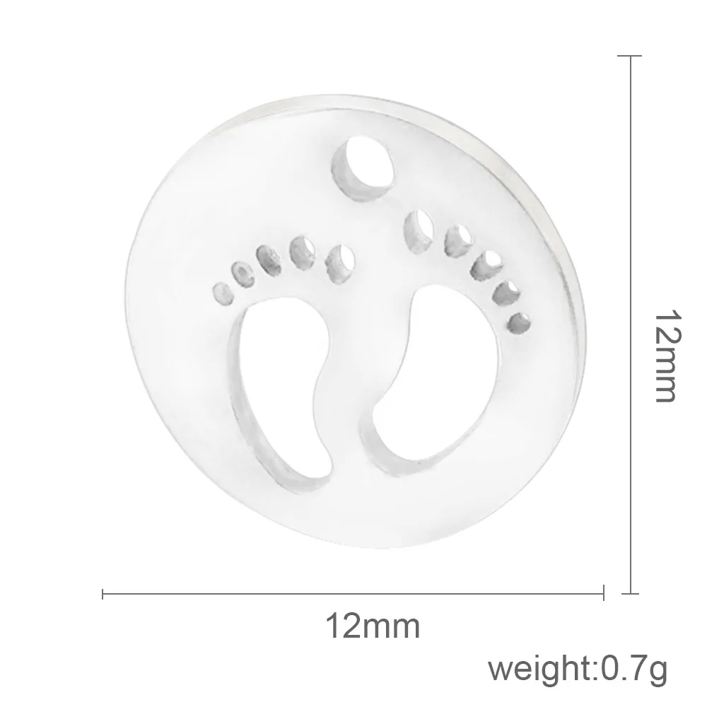 50pc 12mm Veidrodis lenkijos Nerūdijančio Plieno Tuščiaviduriai Baby Foot Žavesio Dėl Vėrinys/apyrankė 
