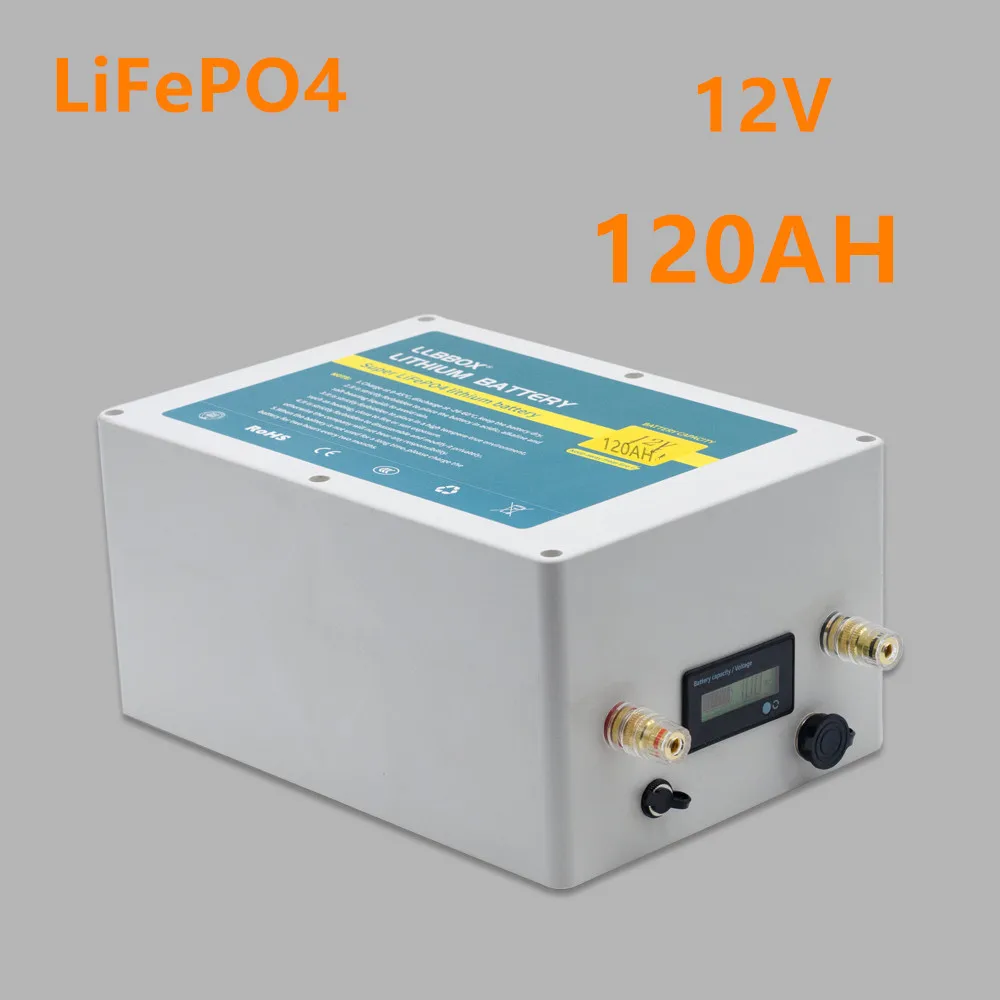 Lifepo4 12v 120ah lifepo4 baterija 12v lifepo4 ličio baterija su 10A įkroviklio saulės baterijos Geležies fosfatas