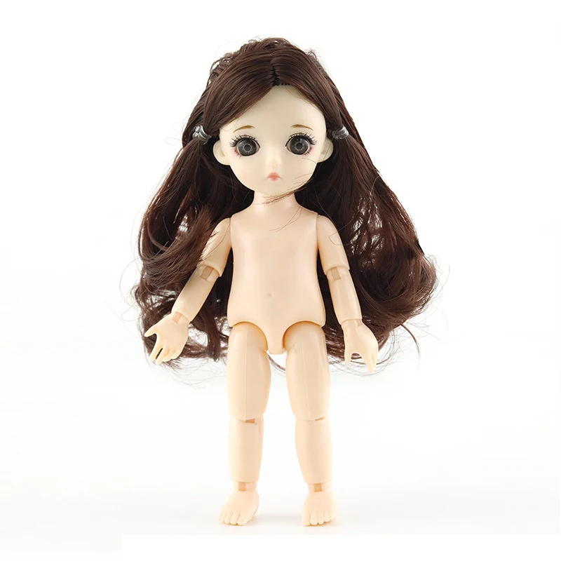 Nauji Ilgi Plaukai 16cm 13 Kilnojamojo Sujungta 3D Akys Mini Mergina Lėlės 