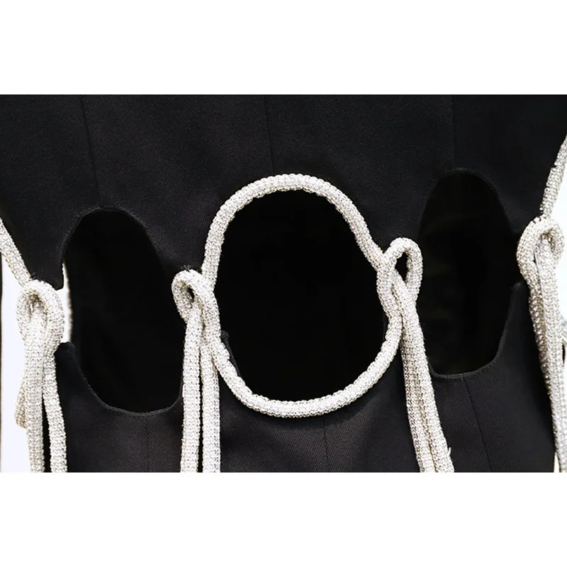 Naujas Moterų Prašmatnus kalnų krištolas Tuščiaviduriai Iš Juodos spalvos Švarkas Streetwear Mados 2021 M. Rudenį Elegantiškas Kostiumas Striukė Moteriška Kailis Ropa De Mujer