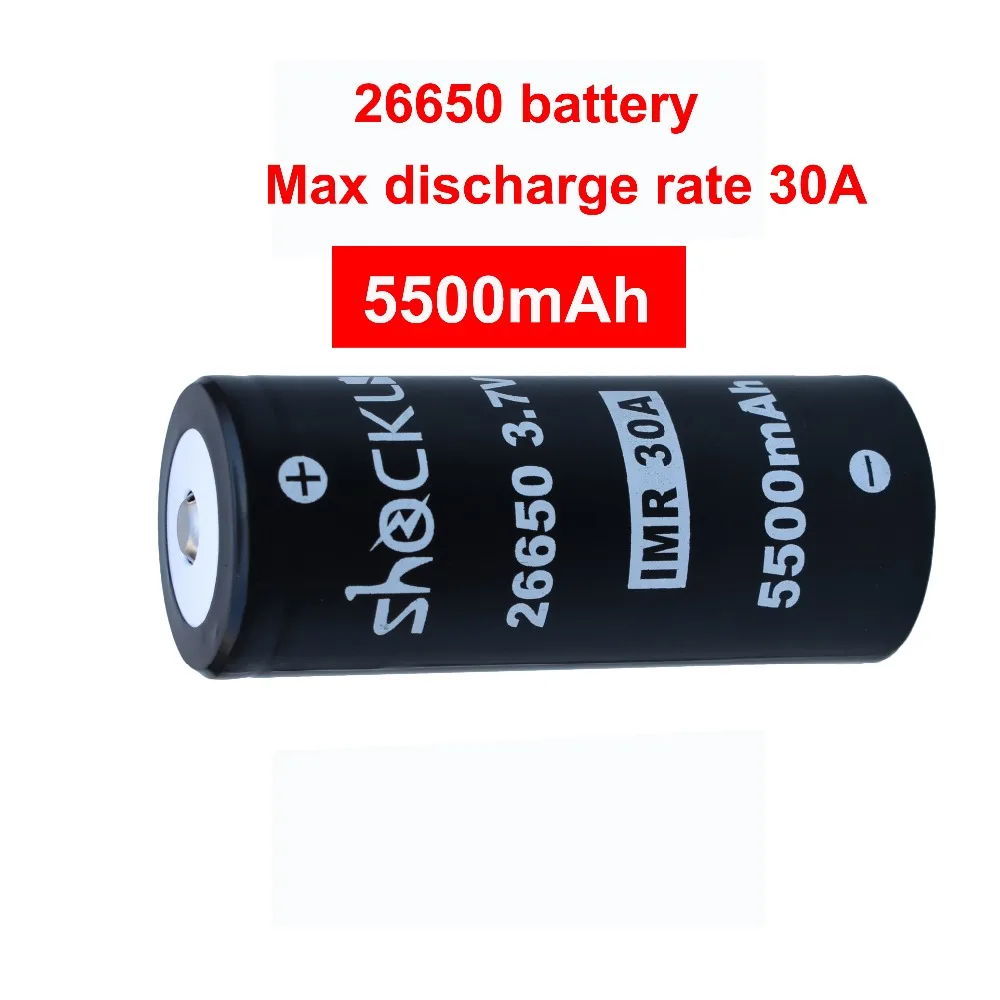 26650 Baterija Shockli 3.7 V 5500mAh didelės talpos 30A Ličio Įkraunama Baterija Didelės Galios Žibintuvėlis Šviesos LED Žibintuvėlis