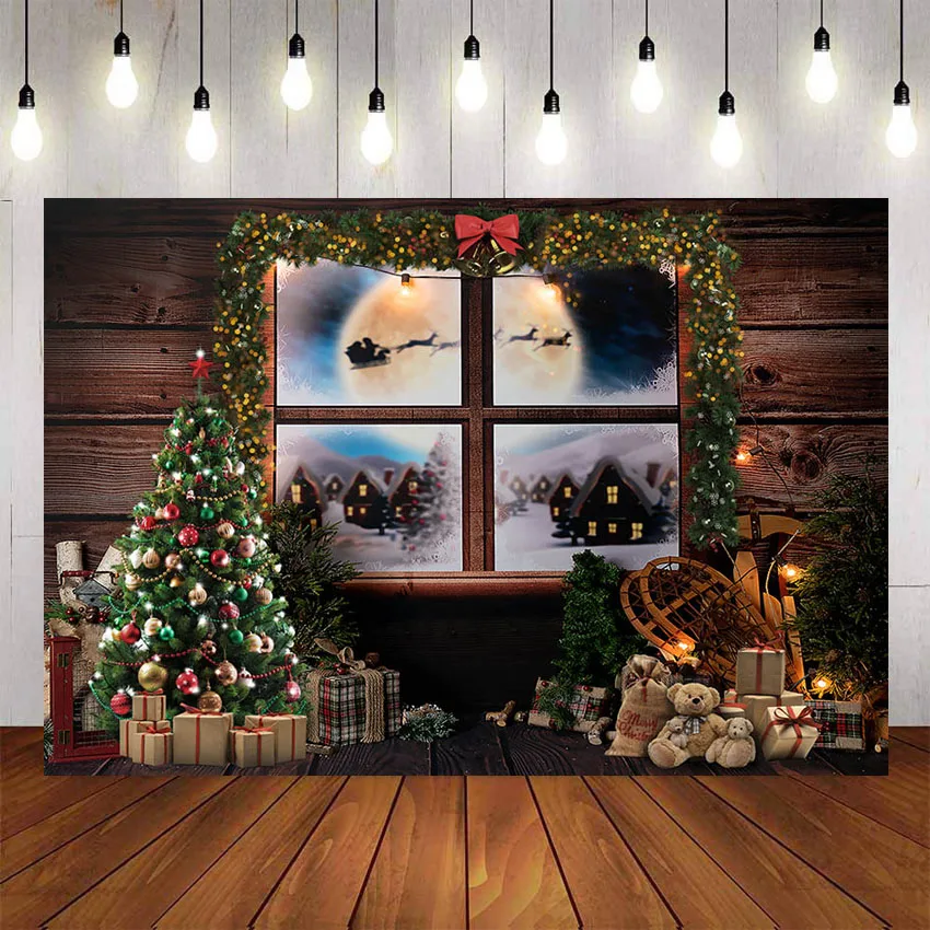 Kalėdų Fotografijos Fonas Kalėdų Backdrops Fotostudijos Fono Kalėdų Eglutė Retro Vintage Medinių Sienų Židinys