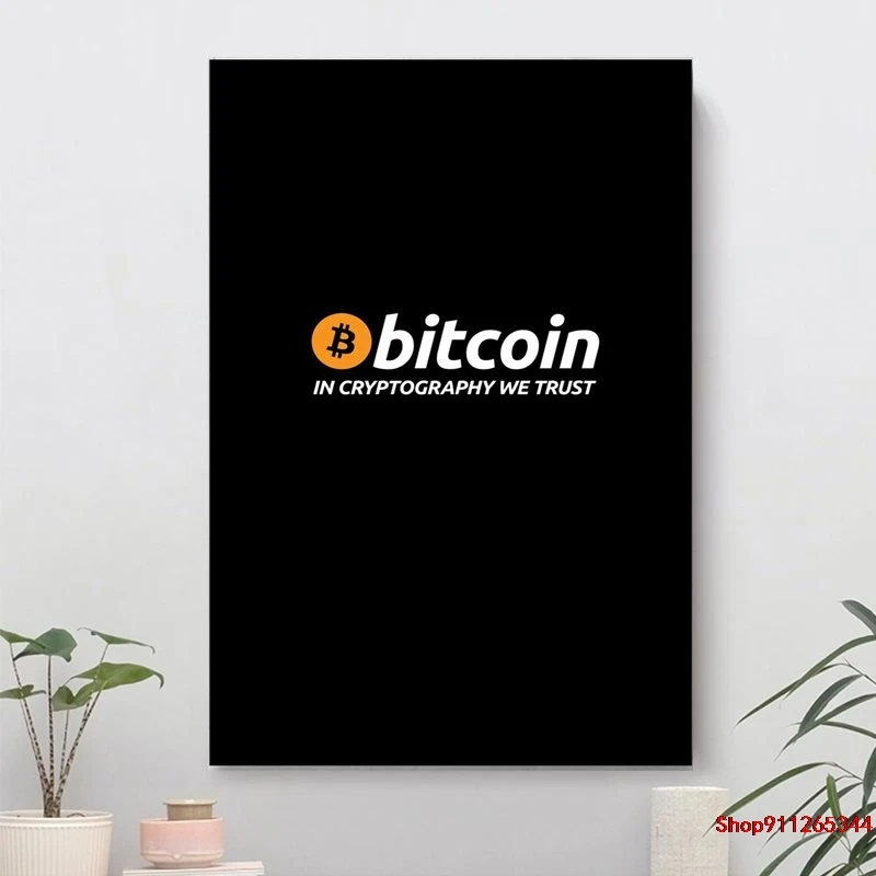 Bitcoin Į Kriptografija Mes tikime Modernių Spausdinti Plakato Sienos Menas Nuotraukas Kambarį 