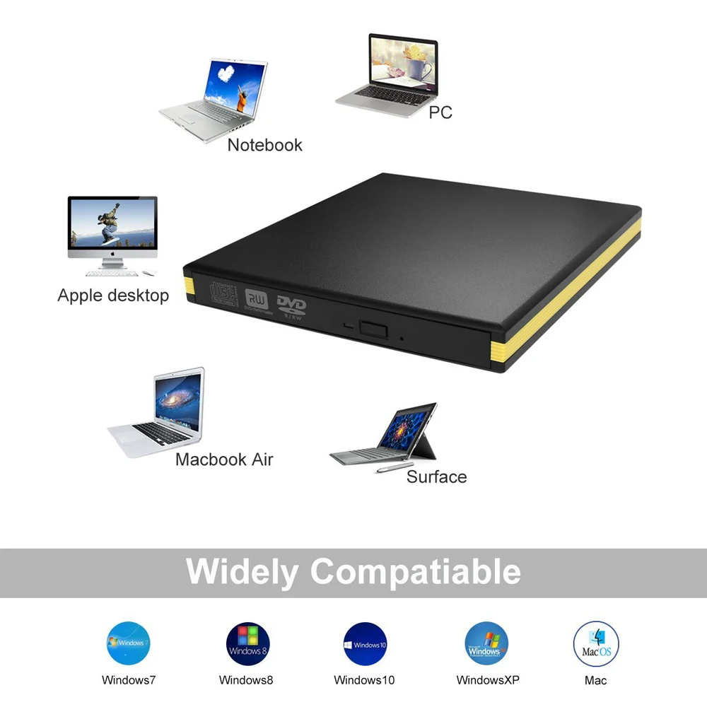 Tipas-C USB 3.1+USB 3.0 Išorinis DVD RW DVD DL CD RW Drive Rašytojas Degintojas, Skirtas WINDOWS XP/7/8/10 Mac Desktop Laptop