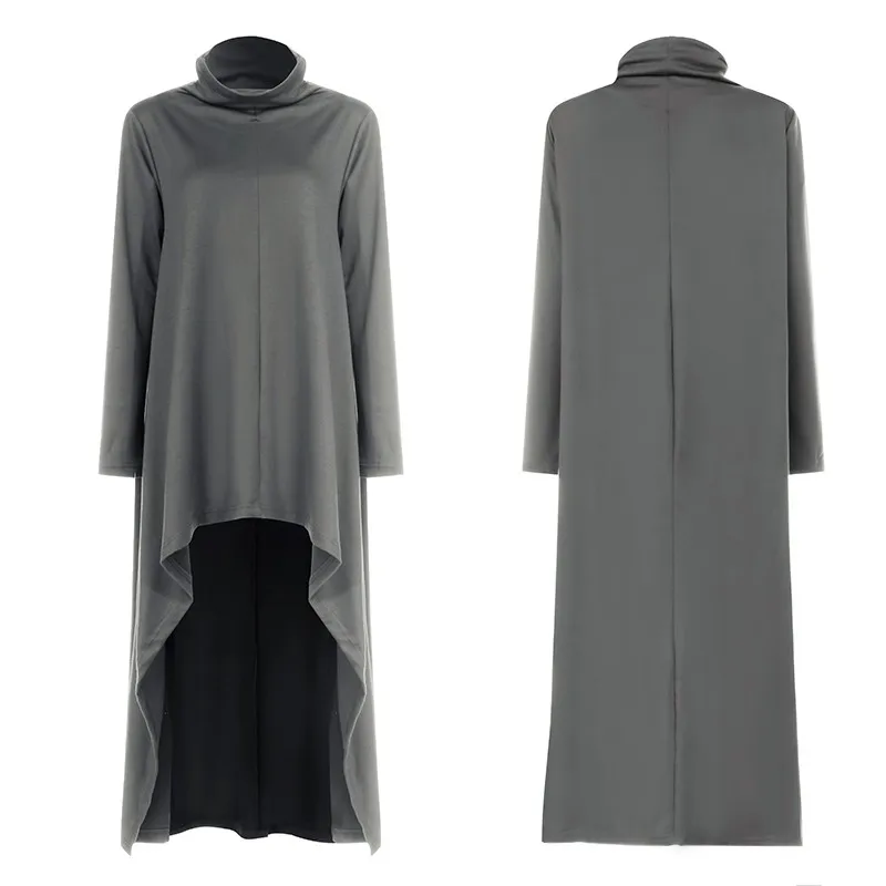 Rudenį Hoodies Sundress Moterų Asimetrinė Suknelė 2021 ZANZEA Golfo ilgomis Rankovėmis Megztiniai Maxi Plus Size Vestidos Skraiste