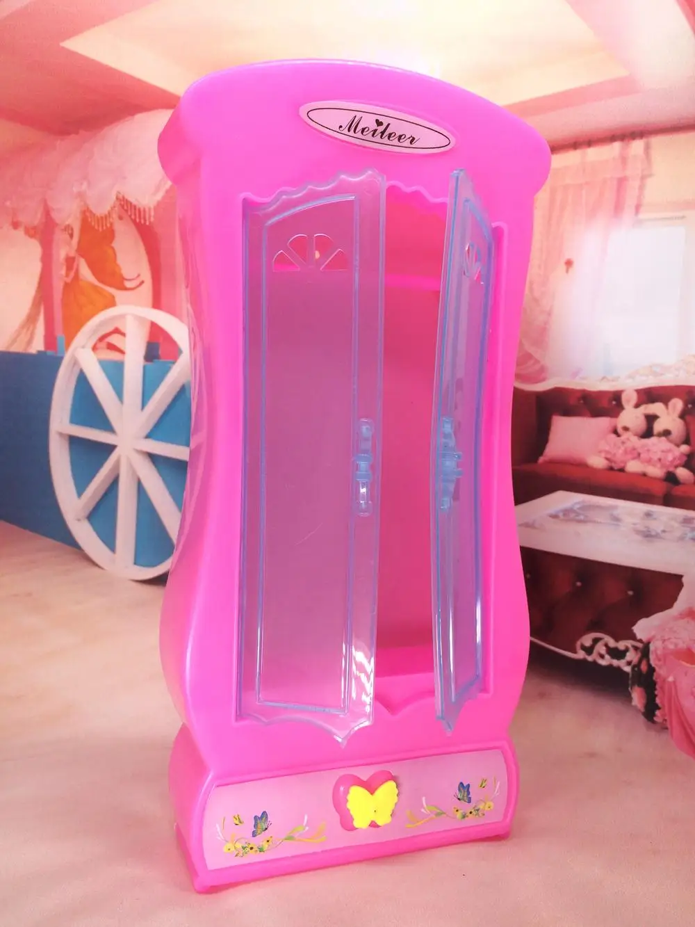 NK Vieną Rinkinį Lėlės Priedai Rožinė Spinta Spinta Barbie Lėlė Princesė Dreamhouse Baldai Miniatiūriniai Geriausia Dovana Vaikui
