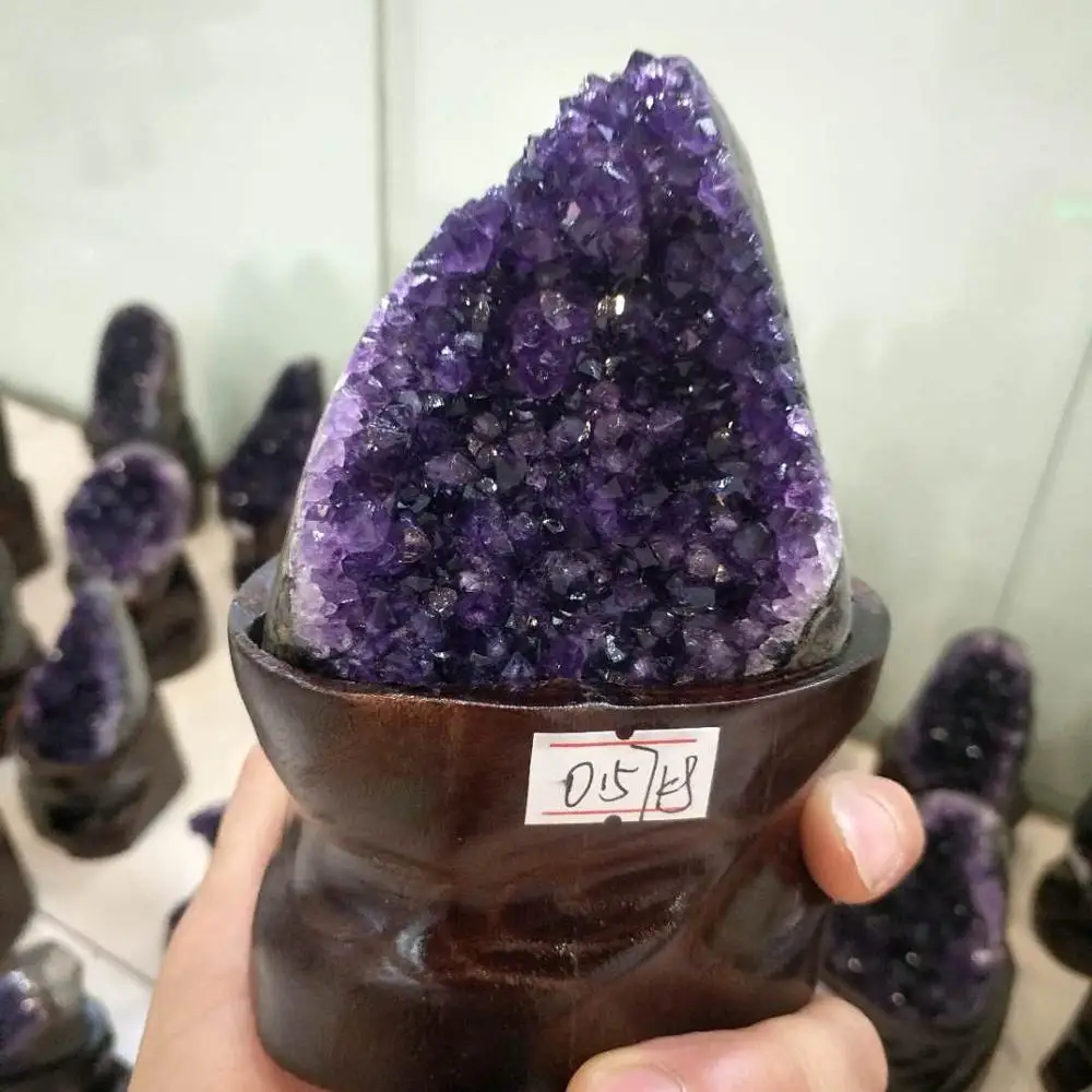 0.57 kg Gamtinių Urugvajus Violetinis Ametistas Skylę Kvarco Kristalo+stovas