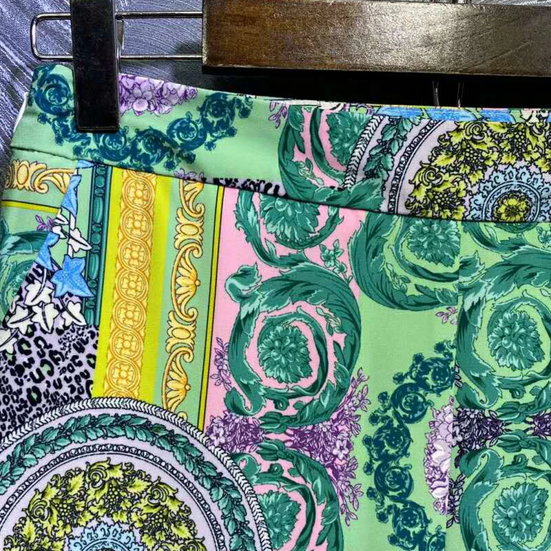 SEQINYY Žalia Derliaus Nustatyti 2020 m. Pavasarį, Rudenį Naujų Mados Dizaino Moterų kilimo ir tūpimo Tako Marškinėliai + Midi Kelnės Gėlių Spausdinti Boho