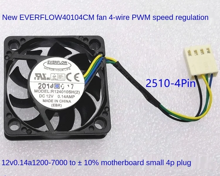 Nauja Everflow 4010 4cm 40mm Pwm Ventiliatorius R124010sh (2) 12V 0.14 4-Wire Impulso Greičio Kontrolės Cpu Aušintuvas